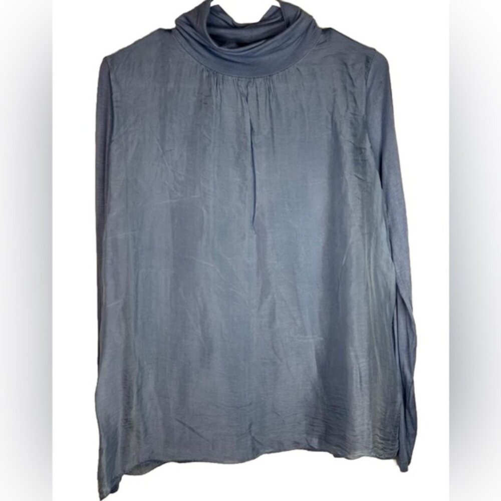 NWT M Made in Italy‎ 🇮🇹 SILK Blend Turtleneck Long Sleeve Lined Shirt Size XS